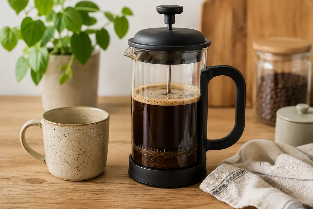 French press voor koffie in een zero waste keuken